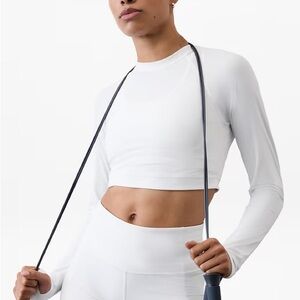 Athleta White Long Sleeve Crop Top